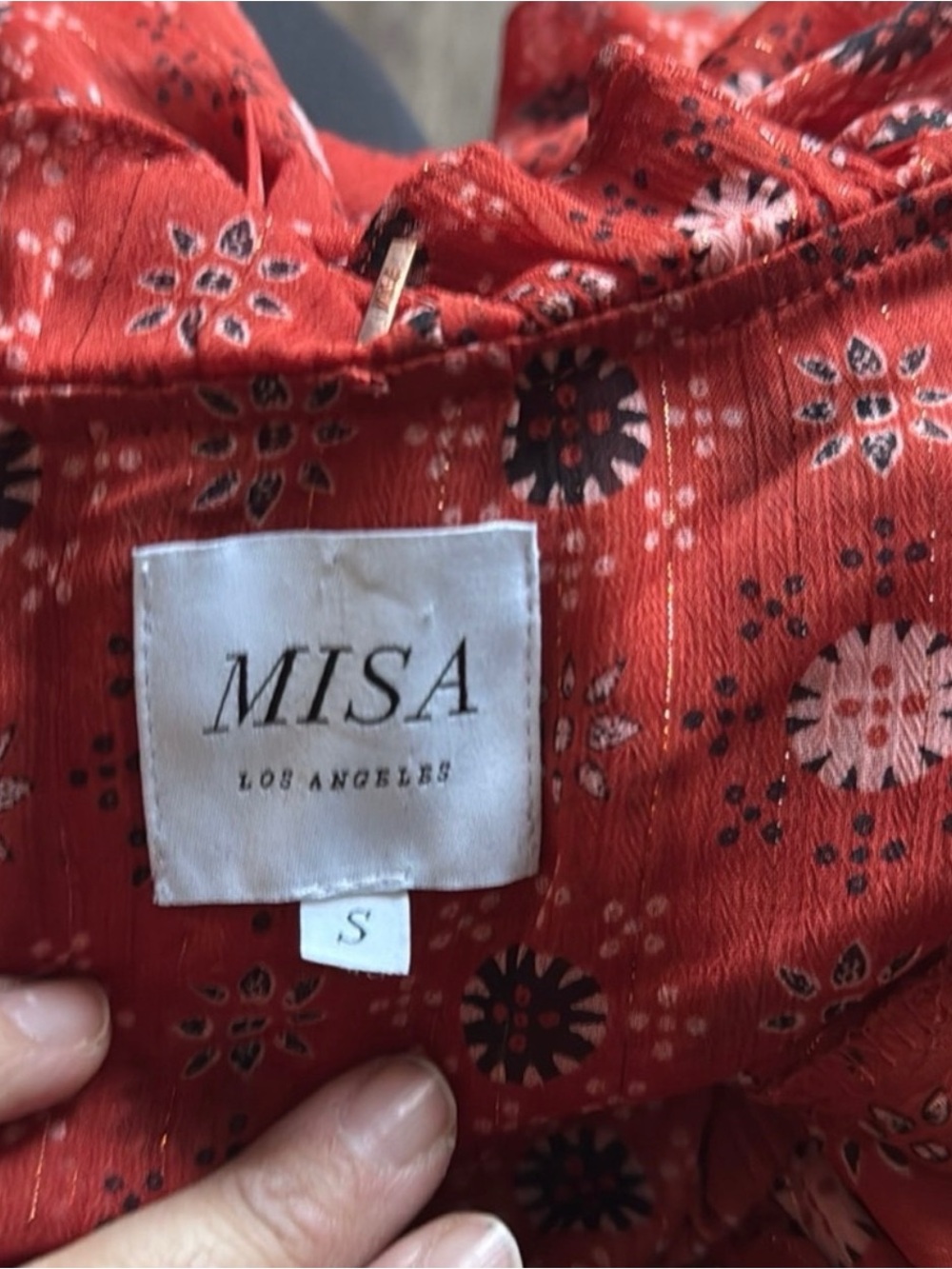 💕 Misa Los Angeles Veruka Red Long Sleeve Mini Dress - S 💕 - Picture 7 of 7